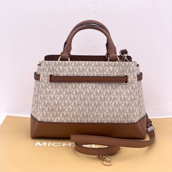 Michael Kors Reed Small Belted Satchel Shoulder Crossbody Bag MK Vanilla - Picture 5 of 10